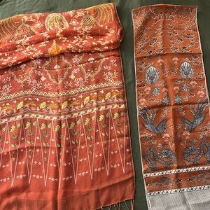 Rust Orange Patterned Scarves